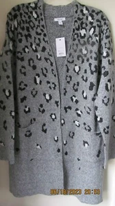 WOMANS BEAUTIFUL NEW BLACK & GRAY LONG SWEATER BY NINE WEST SZ XL - Picture 1 of 5