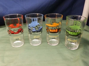 4 Vintage Hazel Atlas 50'S BAR DRINK GLASSES Cars Chevy Ford Maxwell Studebaker  - Picture 1 of 10