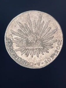 1830 Zs Zacatecas Mexico 8 Reales .903 Silver O.V. Cap and Rays Libertad Coin - Picture 1 of 8