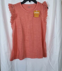 Gymboree NWT Girls Orange Eyelet Ruffle Cap Sleeve Round Neck Top Size XL 14 - Picture 1 of 5