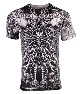 Camiseta Xtreme Couture By Affliction Para Hombre CATACUMBAS Blanca Calavera Motociclista S-5XL - Imagen 1 de 9