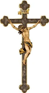CRISTO BAROCCO SU CROCE BAROCCA IN LEGNO SCOLPITO IN STILE ANTICATO - Imagen 1 de 1