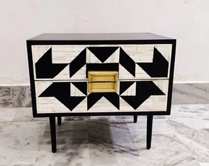 handmade bone inlay side table, bone inlay furniture, bone inlay tables, - Picture 1 of 5