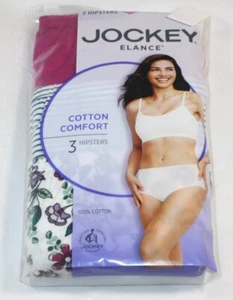 New 3 pack JOCKEY covered waistband 100% cotton HIPSTER PINK STRIPES FLORAL - Picture 1 of 3