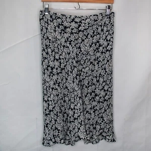 Lauren Ralph Lauren 100% Silk Floral Skirt Womens 10 Blue Office Casual EE10X - Picture 1 of 4
