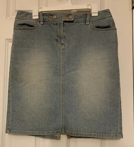 Damengröße 10 Ann Taylor Loft blau Jeansrock Bleistift gerader Rückenschlitz - Bild 1 von 10
