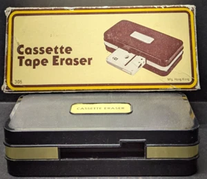 Gomma nastro cassetta vintage cancellazione magnetica audiocassette scatola originale Hong Kong - Foto 1 di 5