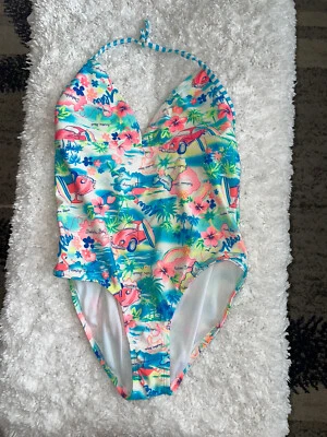 OP niñas talla Diseño 14/16 “flamingo island” una pieza. traje de baño. Lindo, divertido Foto 1 de 4