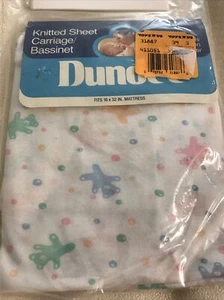 Dundee Knitted Sheet Carriage Bassinet White Teddy Bears 16” * 32” USA Sealed - Picture 1 of 5