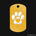 Porte-clés Love Paw GI Dog Tag gravé plusieurs couleurs avec coeur