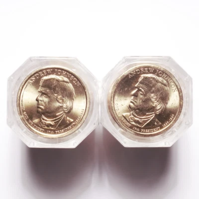 2011 P-D Johnson Presidential Dollar $20 Rolls PCGS BU FDOI - Image 1 of 2