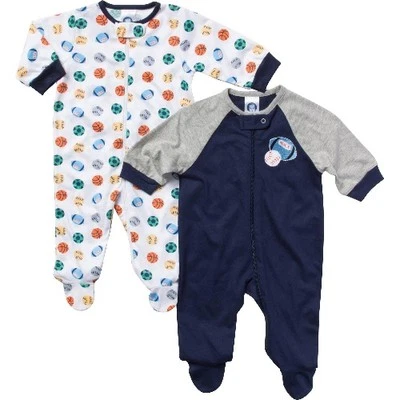 Paquete de 2 deportes Gerber para niños Sleep 'N Plays cremallera frontal talla 0-3M ROPA DE BEBÉ REGALO Foto 1 de 3