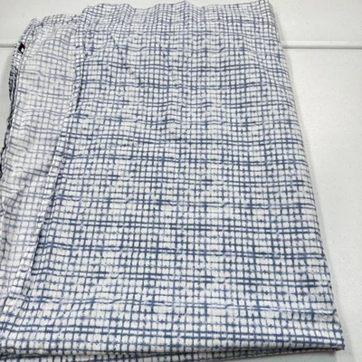 tommy hilfiger flat sheet full blue plaid 100% cotton - Image 1 of 4