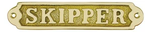Türschild SKIPPER Türbeschlag aus Messing 17 x 3,5 cm Sea-Club - Bild 1 von 1