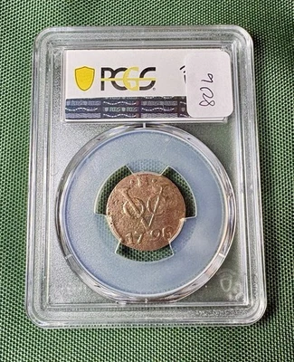 1790 VOC Duit Netherlands East Indies First New York Penny PCGS genuíno (80/1/2b - Imagem 1 de 2