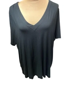J Jill Black V-neck Tee Top Short Sleeve 2X - Imagen 1 de 4