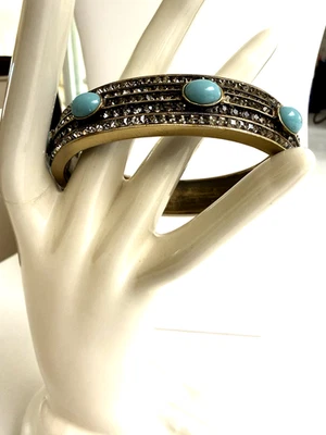 Brazalete Heidi Daus Bronce Bisagras Cristales Swarovski Con Imitación Turquesa Foto 1 de 4