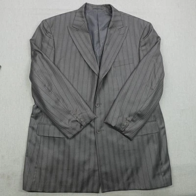 Giorgio Fiorelli Blazer Mens 48 Gray Super 150s Pinstripe Suit Jacket Vest Set - Image 1 of 4