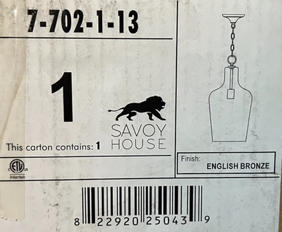 Savoy House Franklin 1-Light Pendant, English Bronze - 7-702-1-13 NEW IN BOX - Image 1 of 4