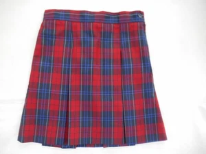 Girls R/K Red & Black Plaid Kick Pleate Uniform Skirt Reg & 1/2 Sizes 5 - 16 1/2 - Picture 1 of 5
