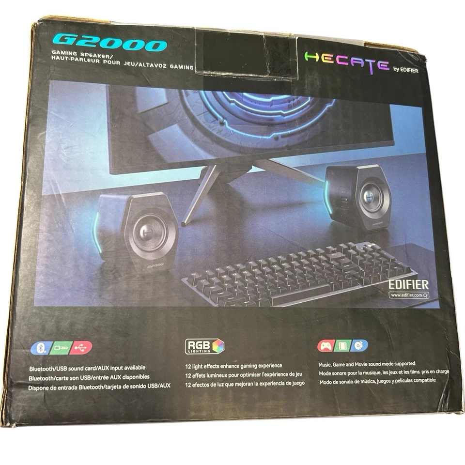Hecate By Edifier G2000 32W PC Gaming Speakers Mac Desktop Bluetooth USB 3.5 RGB - Image 1 of 4