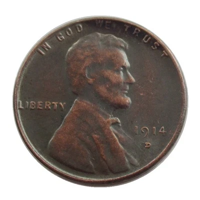---1914 D Lincoln Wheat Cent Penny Rare Sought After Year---