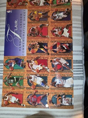 Hoja conmemorativa sin cortar vintage 1995-96 Flair "Hardwood Leaders" Foto 1 de 4