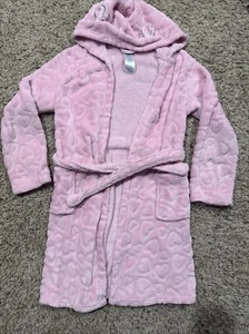Jelli Fish Girl's Pink Hearts  Polyester One Piece Bath Robe L 10 12 - Picture 1 of 8