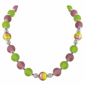 Satinato Amethyst/Peridot Venetian Murano Glass Necklace - Picture 1 of 2