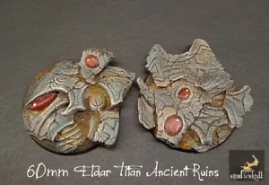 60mm ROUND BASES 2 pcs ELDAR ANCIENT TITAN RUINS SERIES (C) AOS - Picture 1 of 5