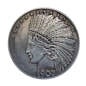 Crafts 1907 Indian Silver Dollar Commemorative Collectible Home Decoration Coin - Picture 1 of 5