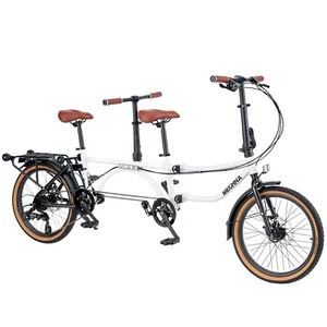 Tandem Bike Folding Bike 20inch Wheel 7 Speed Dual Disc Brakes,White - Picture 1 of 8