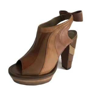 EMMA COOK TOPSHOP TAN LEATHER PLATFORM SLINGBACK HIGH HEEL SHOES UK 7 EU 40 BNIB - Picture 1 of 11