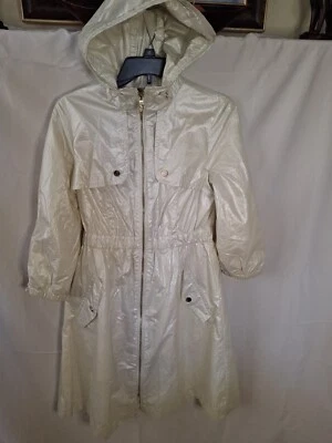 ELIZA J Women's White Hooded Raincoat Fully Lined Size XS (1460) - Image 1 of 4