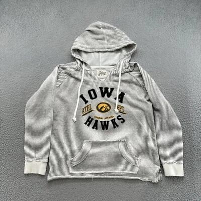 Синий 84 женщин Iowa Hawkeyes в полоску V шеи пуловер толстовка с капюшоном размер большой - Изображение 1 из 4