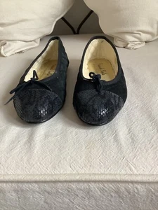 french sole ladies simple quilted suede ballet flats with snake skin toe - Picture 1 of 2