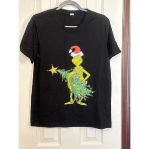 Grinch Christmas Tree Graphic Tee Holiday Short Sleeve T-Shirt Women's M - Picture 1 of 4