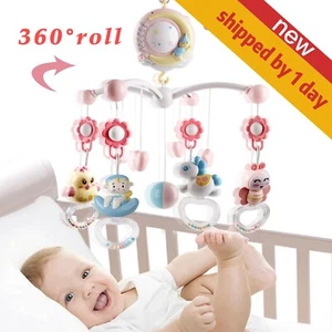 Baby Bed Bell Crib Cot Mobile Remote Control Spinning Rattle Night Light Musical - Picture 1 of 10