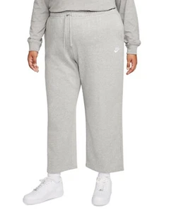 Pantalones deportivos Nike para mujer talla grande ropa deportiva club polar tiro medio pierna ancha gris - Imagen 1 de 2