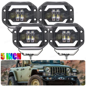 Luz de trabajo LED de montaje empotrado de 5" punto de haz alto-bajo + vainas de luces de inundación luces antiniebla de conducción - Imagen 1 de 12