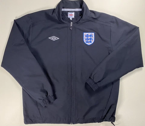 Umbro England 3-Lions Men Size L Full Zip Soccer Windbreaker Jacket Football Cover