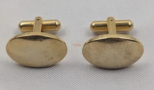 Vintage Cufflinks Plain Oval Gold Tone - Picture 1 of 2