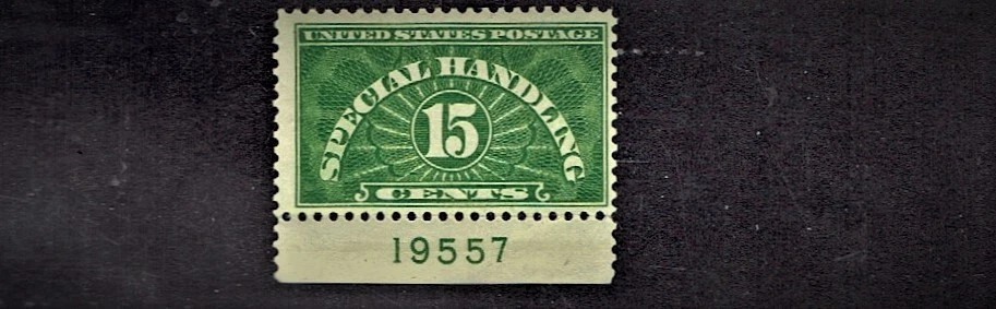 1925- U.S.SPECIAL HANDLING 15c Yel Grn Numeral Plt#Single Sc#QE2 M/H/OG Scarce!+ - Image 1 of 1