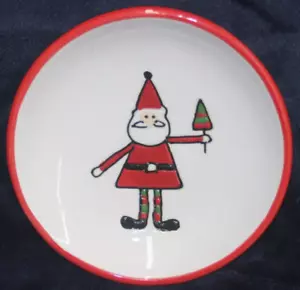 Holiday Hoopla Santa Christmas Holiday Embossed 4.75 in Saucer Round Plate - Picture 1 of 2