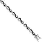 Sterling Silver Black/white Cubic Zirconia 7.5in Infinity Bracelet For Women