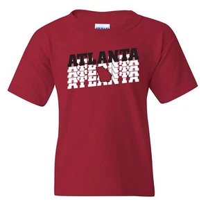 Atlanta Retro Repeat - Sport Football City Team Classic Youth T Shirt - Cardinal - Picture 1 of 7