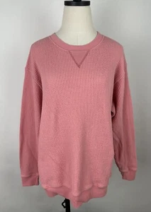 Sudadera AERIE Tejido Waffle S Gran Tamaño Rosa Salmón Ropa de Salón Top Punto en V  - Imagen 1 de 15