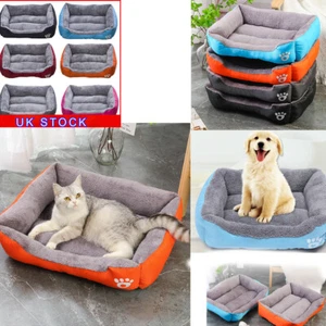 Dog Bed Cat Beds Soft Washable Fleece Puppy Cushion Warm Pet Basket Large Dog L - Picture 1 of 35