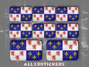 8 x Autocollant Résine 3D Relief Drapeau Picardie - Adhésif - Bild 1 von 1
