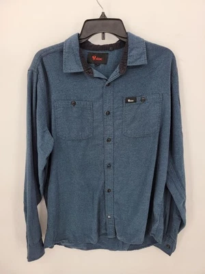 Camisa estoica para hombre grande azul manga larga con botones logotipo bolsillo exterior informal Foto 1 de 4